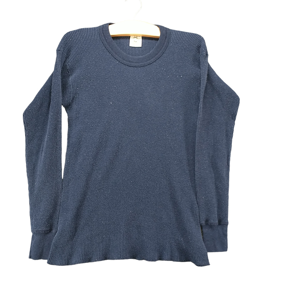 Northwest Territory Womens Shirt Blue Large Long Sleeve Waffle Knit Vintage USA